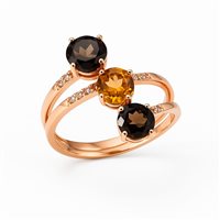Anello da donna in oro rosa 18 kt con zirconi marroni, zircone giallo e pavé di zirconi bianchi – 4.90 g – Misura 15 – Idee Preziose dal 1987 - IP.AK18G/17